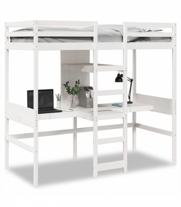 vidaXL Loft Bed Frame without Mattress White 80x200cm Solid Wood Pine