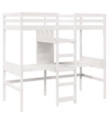 vidaXL Loft Bed Frame without Mattress White 80x200cm Solid Wood Pine
