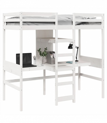 vidaXL Loft Bed Frame without Mattress White 80x200cm Solid Wood Pine