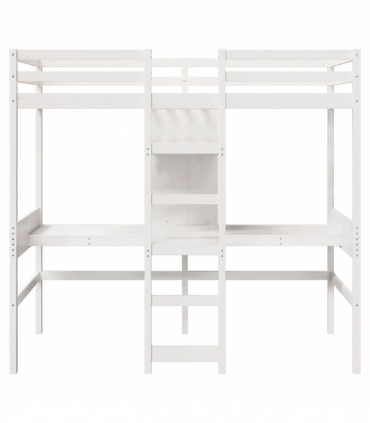 vidaXL Loft Bed Frame without Mattress White 80x200cm Solid Wood Pine