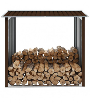 vidaXL Log Storage Shed Galvanised Steel 172x91x154 cm Brown