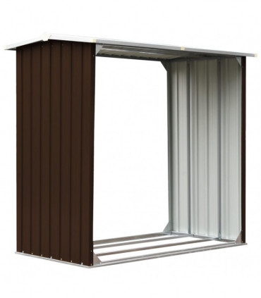 vidaXL Log Storage Shed Galvanised Steel 172x91x154 cm Brown