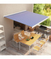 vidaXL Manual Cassette Awning 350x250 cm Blue and White