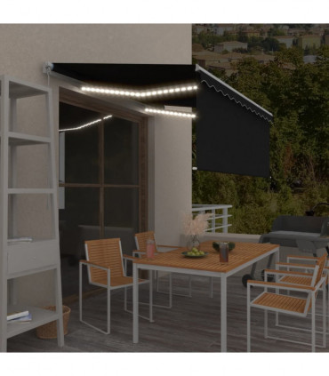 vidaXL Manual Retractable Awning with Blind&LED 3x2.5m Anthracite