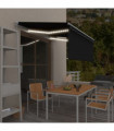 vidaXL Manual Retractable Awning with Blind&LED 3x2.5m Anthracite
