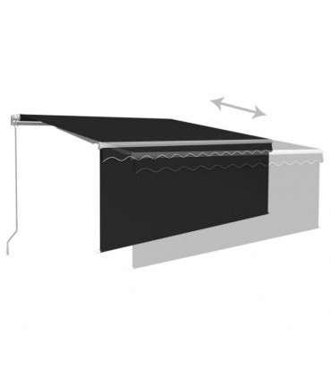 vidaXL Manual Retractable Awning with Blind&LED 3x2.5m Anthracite