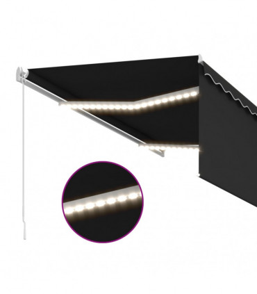 vidaXL Manual Retractable Awning with Blind&LED 3x2.5m Anthracite