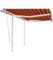 vidaXL Manual Retractable Awning with LED 3x2.5 m Orange and Brown