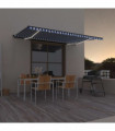 vidaXL Manual Retractable Awning with LED 500x300 cm Blue and White