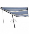 vidaXL Manual Retractable Awning with LED 600x300 cm Blue and White