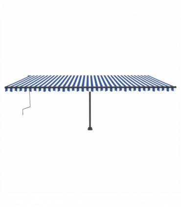 vidaXL Manual Retractable Awning with LED 600x300 cm Blue and White