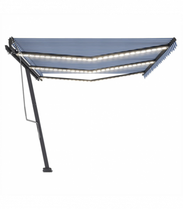 vidaXL Manual Retractable Awning with LED 600x300 cm Blue and White