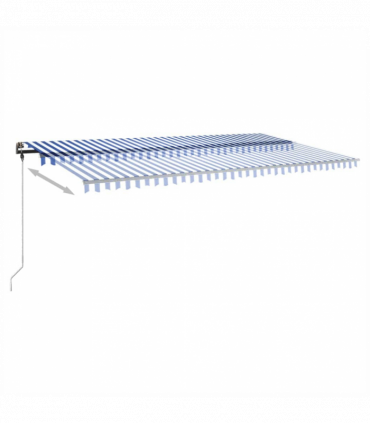 vidaXL Manual Retractable Awning with LED 600x300 cm Blue and White