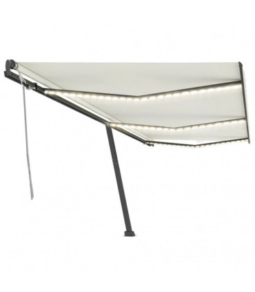 vidaXL Manual Retractable Awning with LED 600x300 cm Cream
