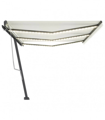 vidaXL Manual Retractable Awning with LED 600x300 cm Cream