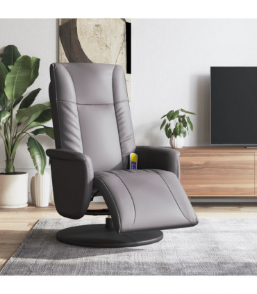 vidaXL Massage Recliner Chair with Footrest Grey Faux Leather