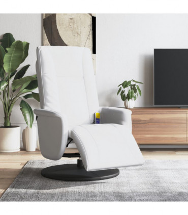 vidaXL Massage Recliner Chair with Footrest White Faux Leather