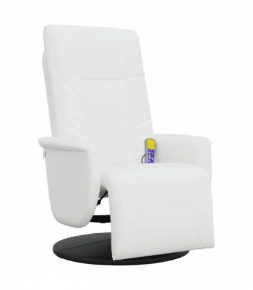 vidaXL Massage Recliner Chair with Footrest White Faux Leather