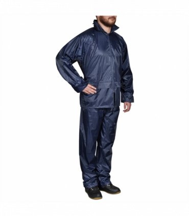 vidaXL Men's Navy Blue 2-Piece Rain Suit with Hood XL