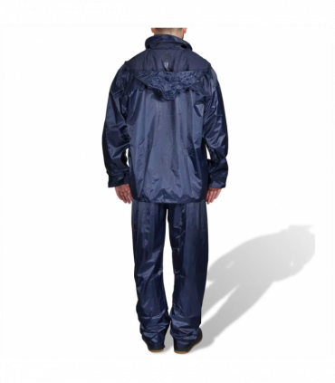 vidaXL Men's Navy Blue 2-Piece Rain Suit with Hood XL