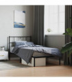 vidaXL Metal Bed Frame with Headboard Black 100x190 cm