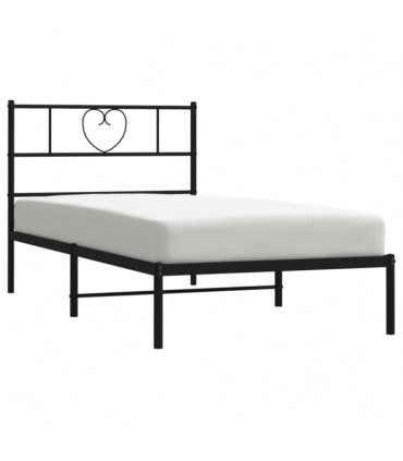 vidaXL Metal Bed Frame with Headboard Black 100x190 cm