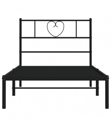 vidaXL Metal Bed Frame with Headboard Black 100x190 cm