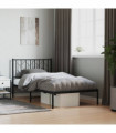 vidaXL Metal Bed Frame with Headboard Black 100x190 cm