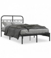 vidaXL Metal Bed Frame with Headboard Black 120x190 cm Small Double
