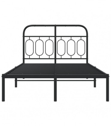 vidaXL Metal Bed Frame with Headboard Black 120x190 cm Small Double