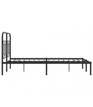 vidaXL Metal Bed Frame with Headboard Black 120x190 cm Small Double