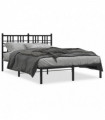 vidaXL Metal Bed Frame with Headboard Black 135x190 cm Double