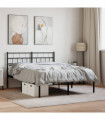 vidaXL Metal Bed Frame with Headboard Black 140x190 cm