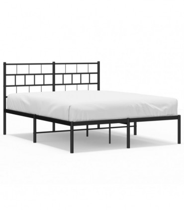 vidaXL Metal Bed Frame with Headboard Black 140x190 cm