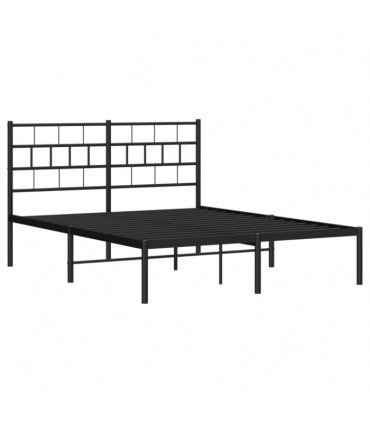 vidaXL Metal Bed Frame with Headboard Black 140x190 cm