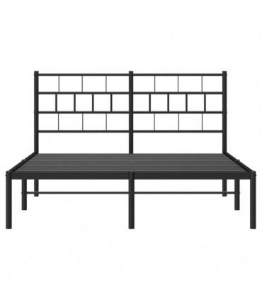 vidaXL Metal Bed Frame with Headboard Black 140x190 cm