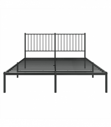 vidaXL Metal Bed Frame with Headboard Black 160x200 cm