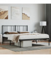 vidaXL Metal Bed Frame with Headboard Black 160x200 cm