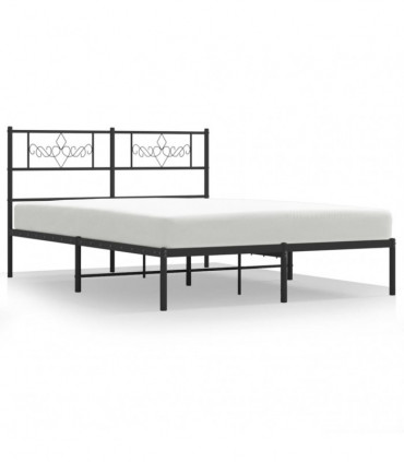 vidaXL Metal Bed Frame with Headboard Black 160x200 cm