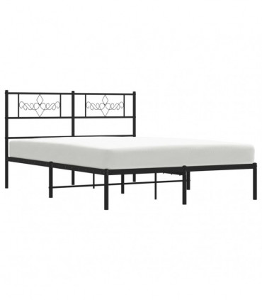vidaXL Metal Bed Frame with Headboard Black 160x200 cm