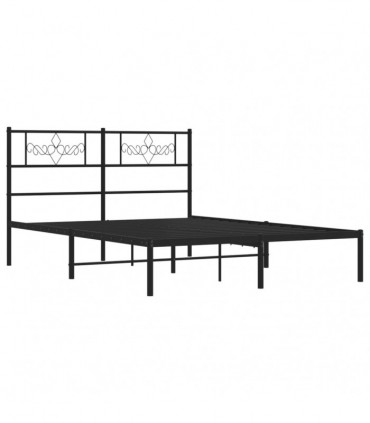 vidaXL Metal Bed Frame with Headboard Black 160x200 cm