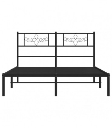 vidaXL Metal Bed Frame with Headboard Black 160x200 cm