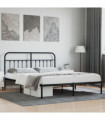 vidaXL Metal Bed Frame with Headboard Black 183x213 cm