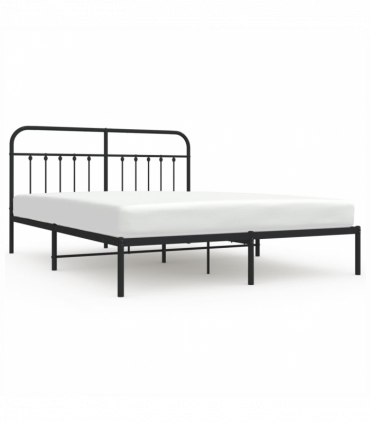 vidaXL Metal Bed Frame with Headboard Black 183x213 cm