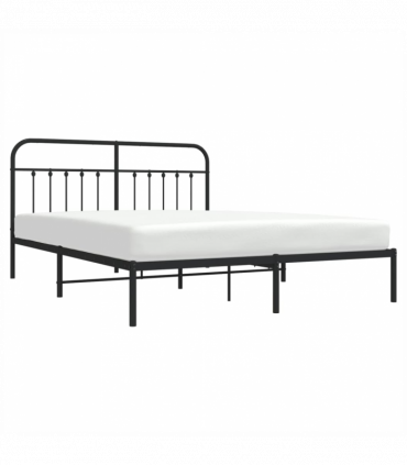 vidaXL Metal Bed Frame with Headboard Black 183x213 cm