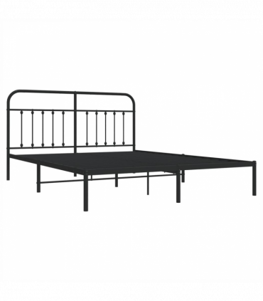 vidaXL Metal Bed Frame with Headboard Black 183x213 cm