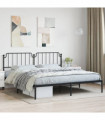 vidaXL Metal Bed Frame with Headboard Black 193x203 cm