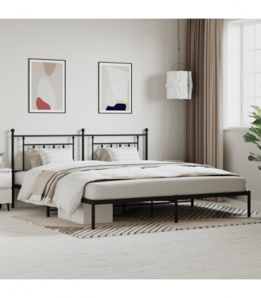vidaXL Metal Bed Frame with Headboard Black 200x200 cm