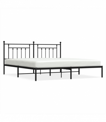 vidaXL Metal Bed Frame with Headboard Black 200x200 cm
