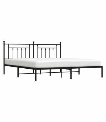 vidaXL Metal Bed Frame with Headboard Black 200x200 cm